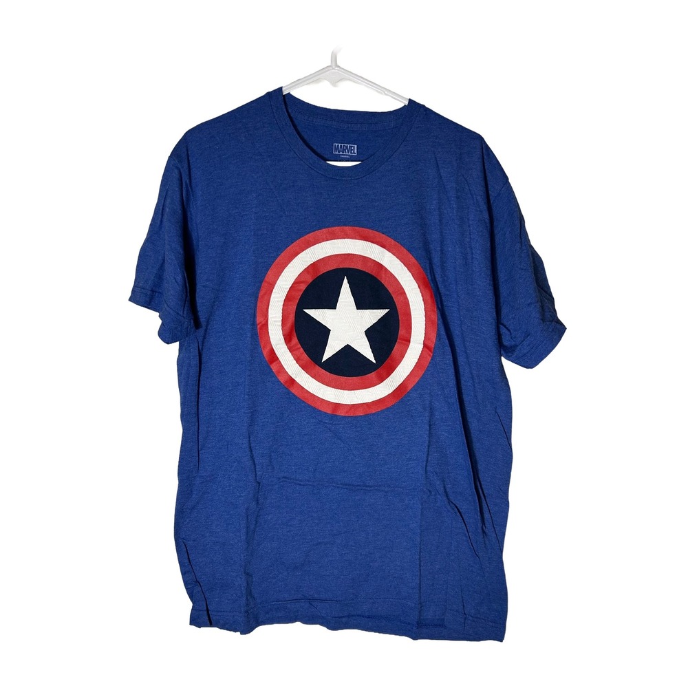 Marvel Avengers Captain‎ America Shield Graphic T Shirt Men's Large Blue